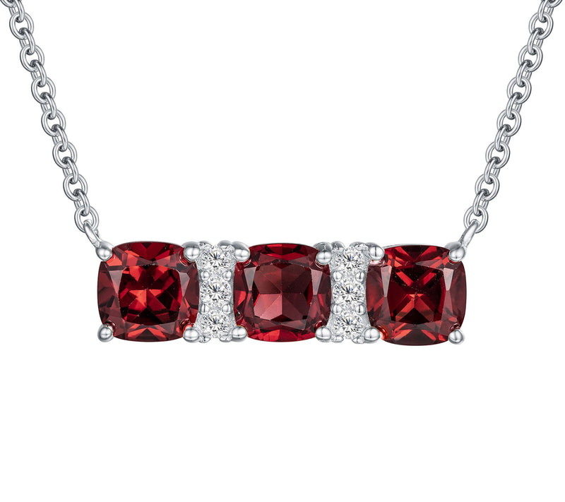 Sterling Silver Cushion-Cut Gemstone Necklace — View 9