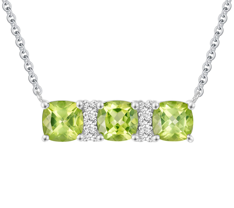 Sterling Silver Cushion-Cut Gemstone Necklace — View 11