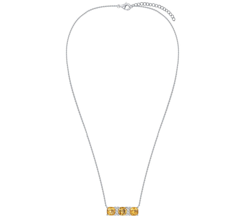 Sterling Silver Cushion-Cut Gemstone Necklace — View 12