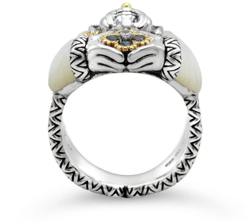 Barbara Bixby Sterling & 18K Mother-Of-Pearl Buddha Ring — View 3