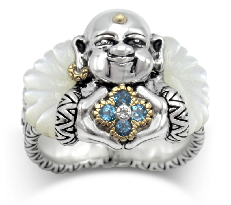 Barbara Bixby Sterling & 18K Mother-Of-Pearl Buddha Ring — Main view