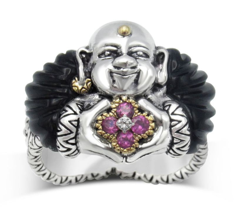 Barbara Bixby Sterling Silver & 18K Onyx Budd ha Ring — Main view