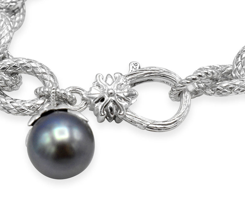 Ariva Sterling Silver Peacock Cultured Pearl Bracelet — View 3