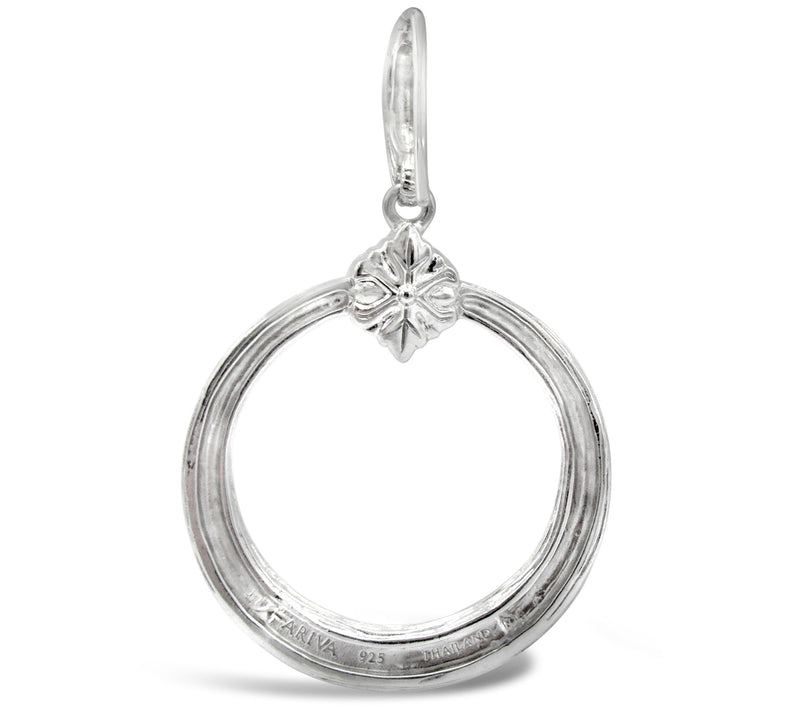 Ariva Sterling Silver Textured Drop Hoop Earrings — View 3