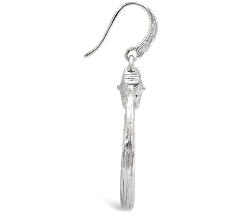 Ariva Sterling Silver Textured Drop Hoop Earrings — View 2