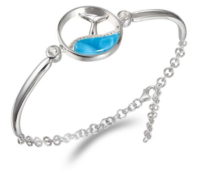 Alamea Sterling Silver Larimar & Topaz Whale Tail Bracelet