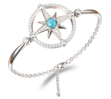 Alamea Sterling Silver Larimar & White Topaz Compass Bracelet — Main view