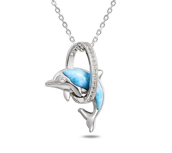 Alamea Larimar & White Topaz Dolphin Pendant w/ Chain — Main view