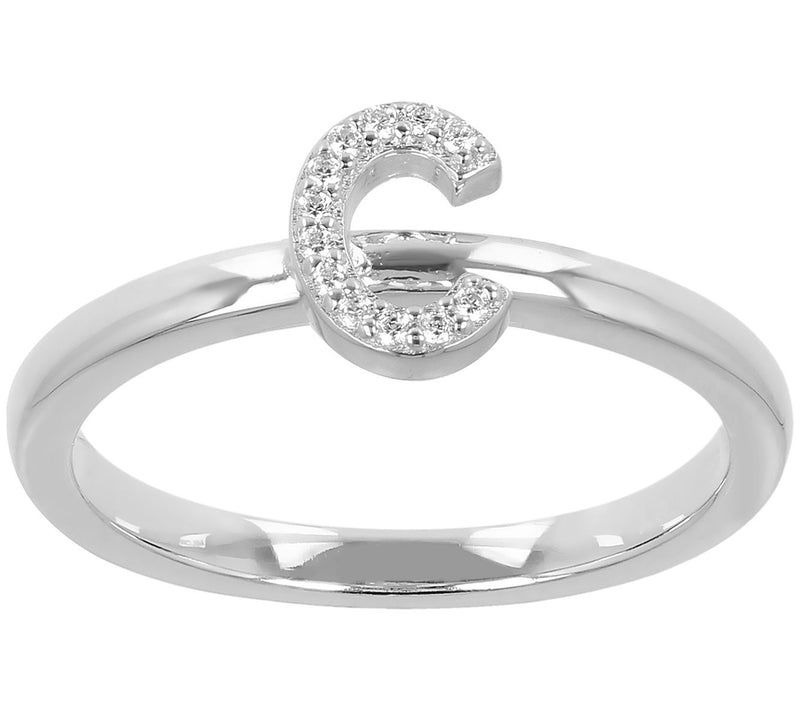 Diamonique Pave Initial Ring, Sterling Silver — View 9