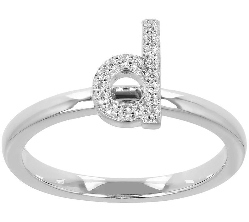 Diamonique Pave Initial Ring, Sterling Silver — View 11