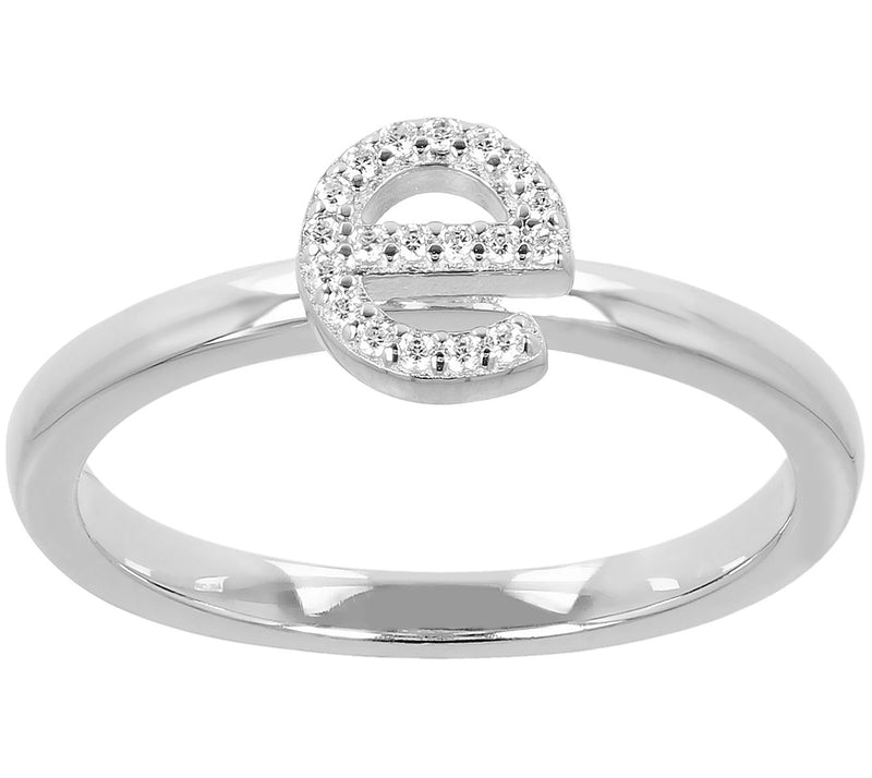 Diamonique Pave Initial Ring, Sterling Silver — View 13
