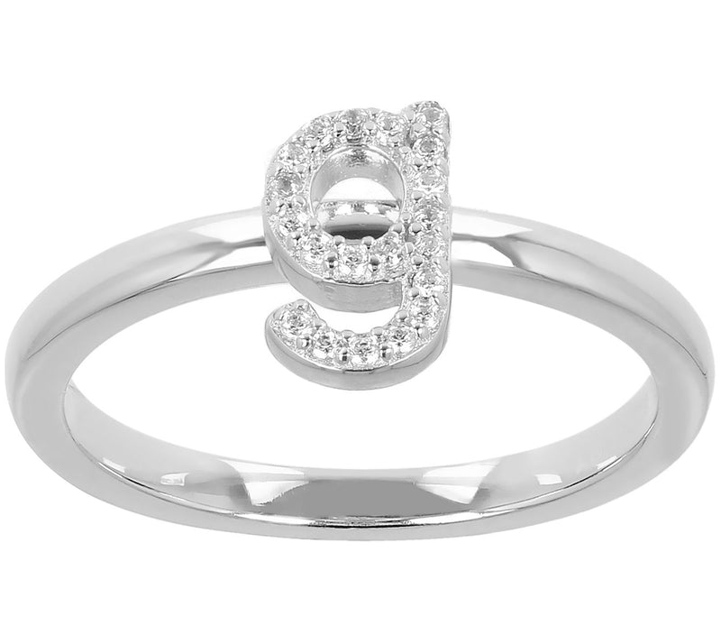 Diamonique Pave Initial Ring, Sterling Silver — View 17