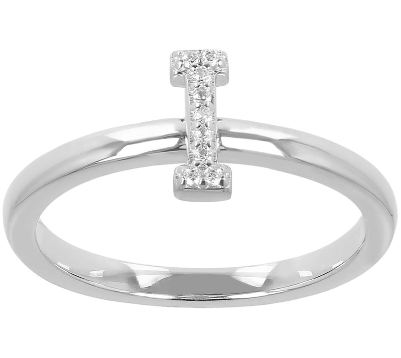 Diamonique Pave Initial Ring, Sterling Silver — View 21
