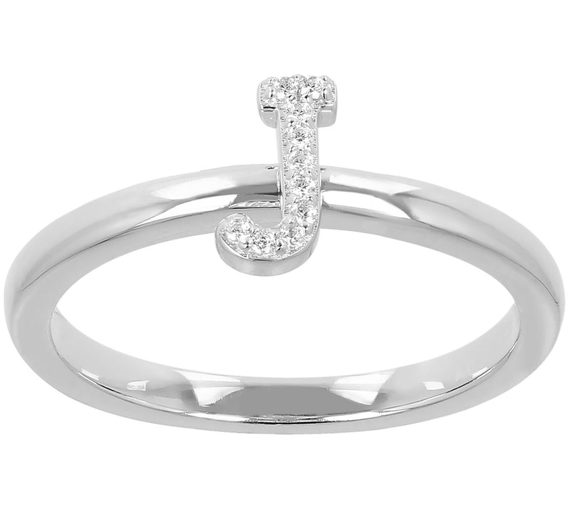 Diamonique Pave Initial Ring, Sterling Silver — View 23