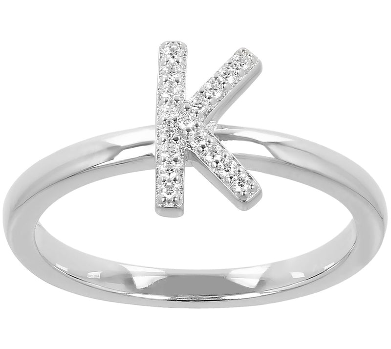 Diamonique Pave Initial Ring, Sterling Silver — View 25