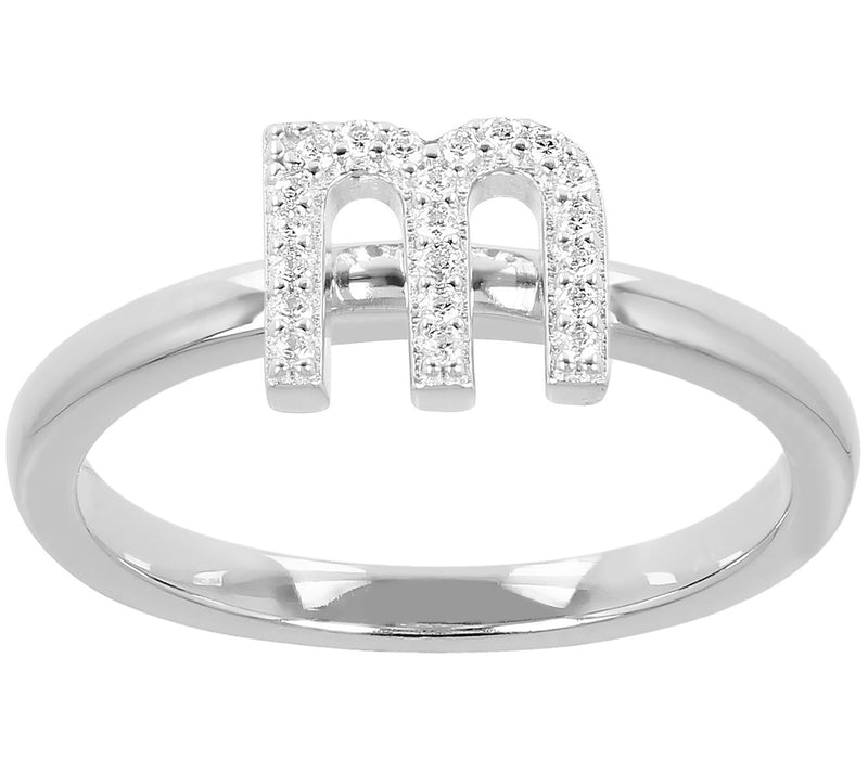 Diamonique Pave Initial Ring, Sterling Silver — View 29