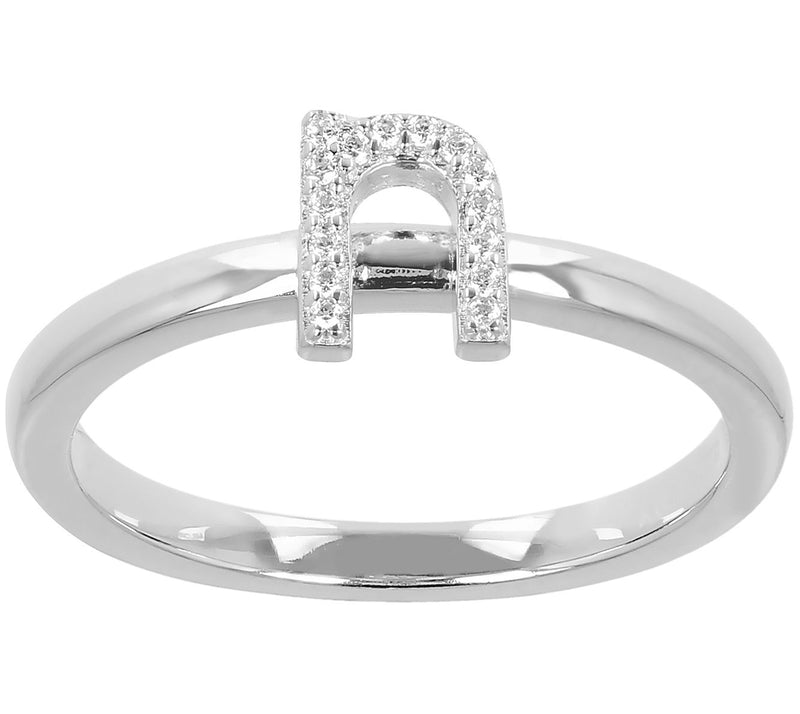 Diamonique Pave Initial Ring, Sterling Silver — View 31
