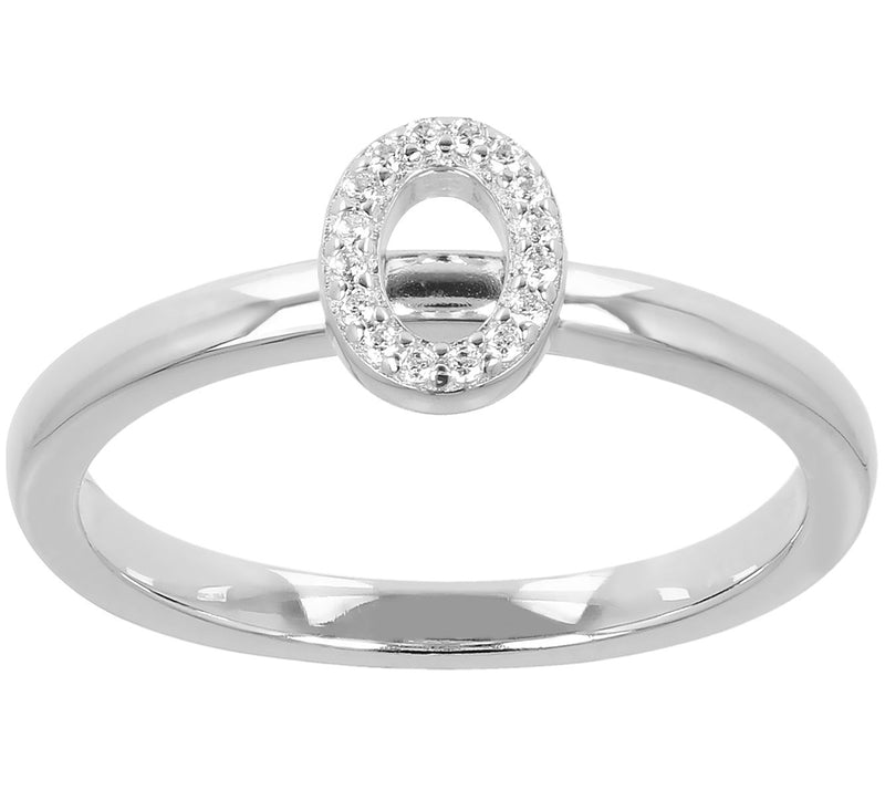 Diamonique Pave Initial Ring, Sterling Silver — View 33