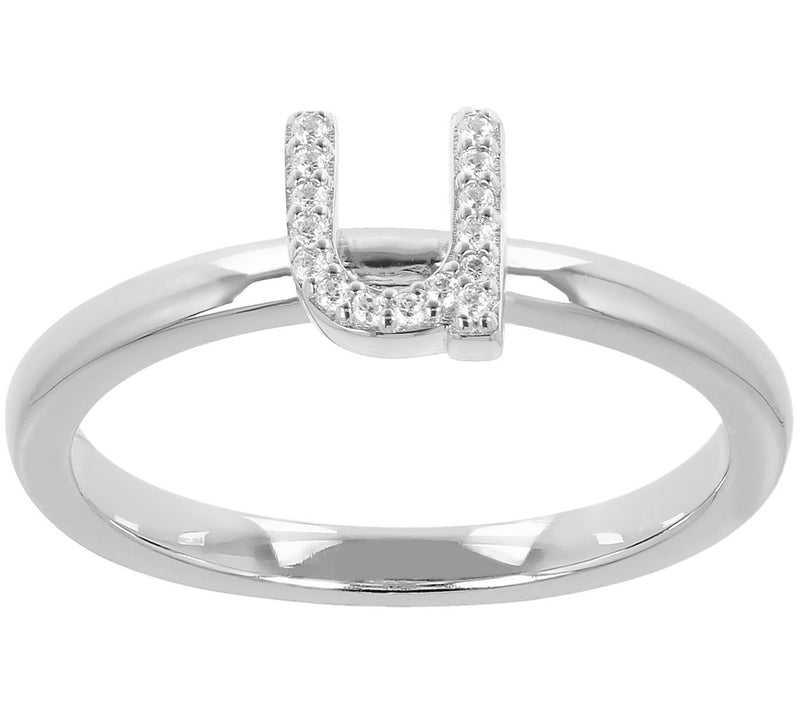 Diamonique Pave Initial Ring, Sterling Silver — View 43