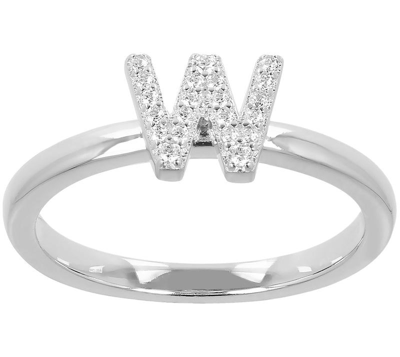 Diamonique Pave Initial Ring, Sterling Silver — View 47