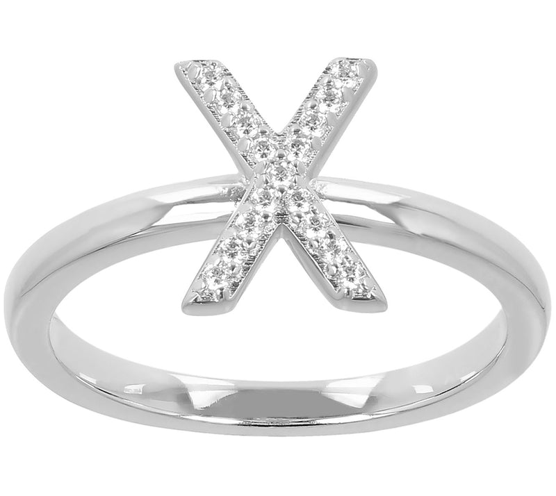 Diamonique Pave Initial Ring, Sterling Silver — View 49