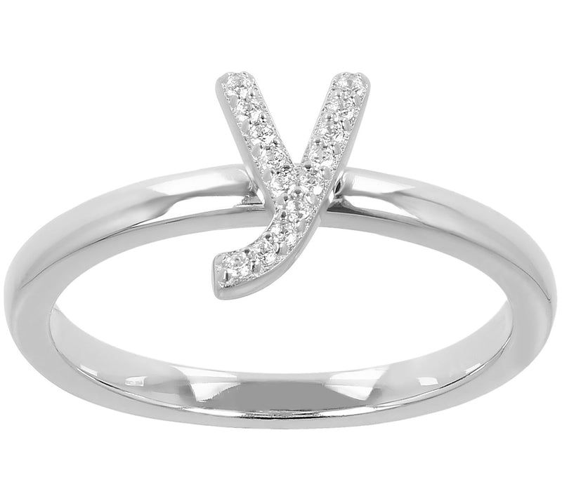 Diamonique Pave Initial Ring, Sterling Silver — View 51