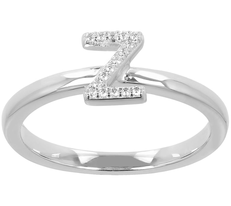 Diamonique Pave Initial Ring, Sterling Silver — View 53