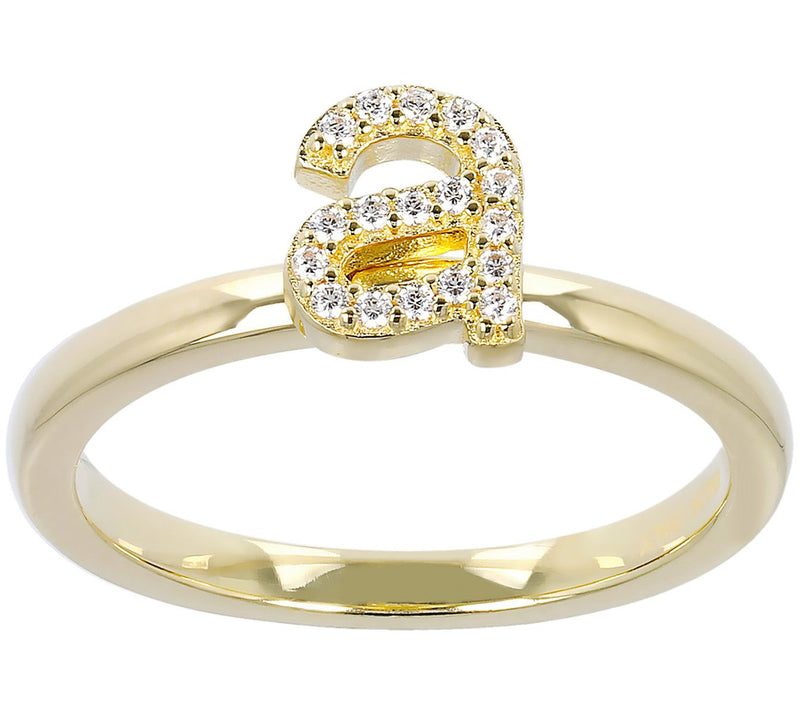 Diamonique Pave Initial Ring, 14K Gold Clad — View 5