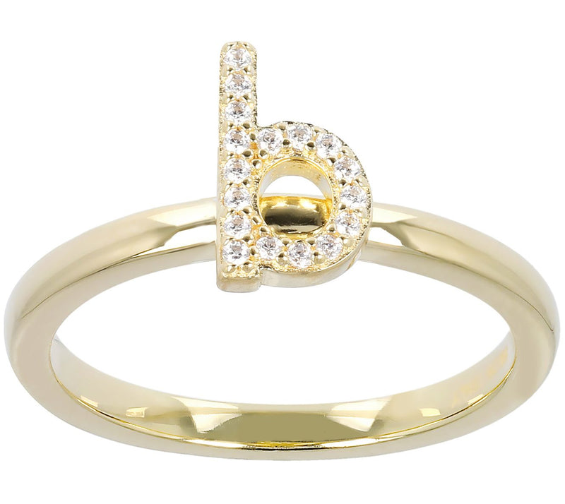 Diamonique Pave Initial Ring, 14K Gold Clad — View 3