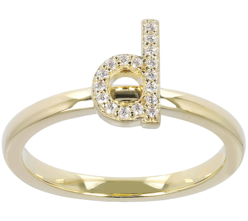 Diamonique Pave Initial Ring, 14K Gold Clad — View 9