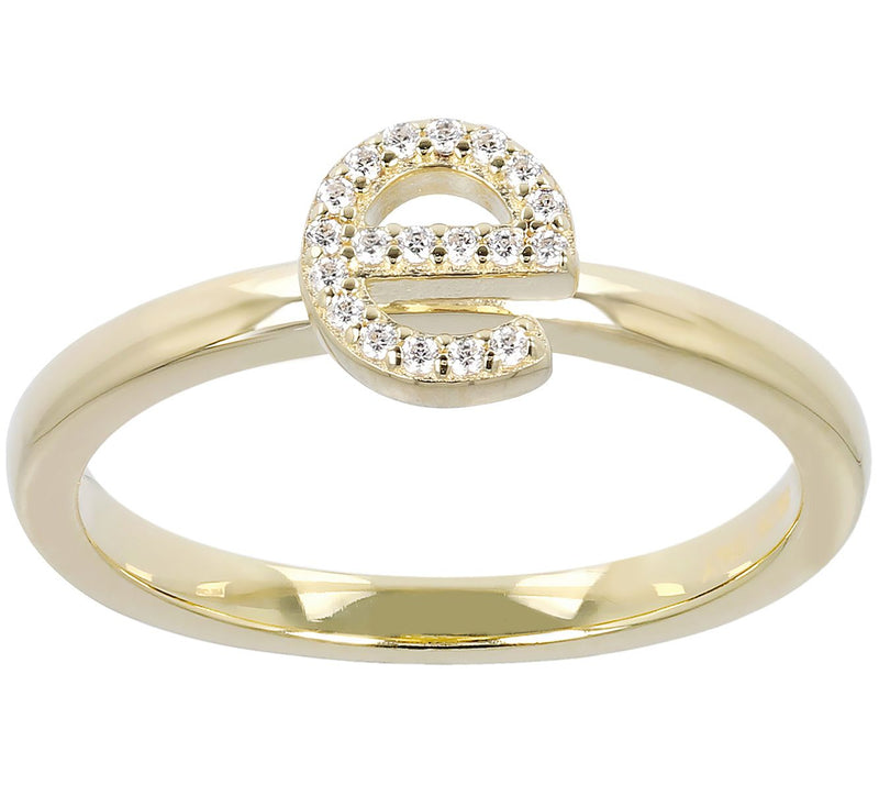 Diamonique Pave Initial Ring, 14K Gold Clad — View 11