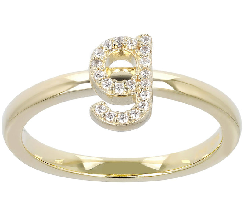 Diamonique Pave Initial Ring, 14K Gold Clad — View 15