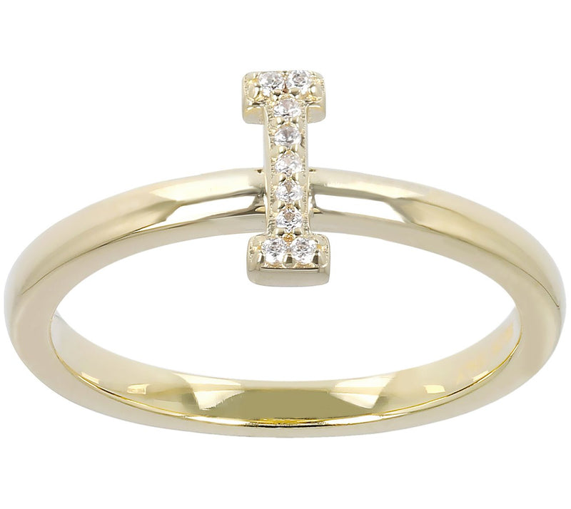 Diamonique Pave Initial Ring, 14K Gold Clad — View 19