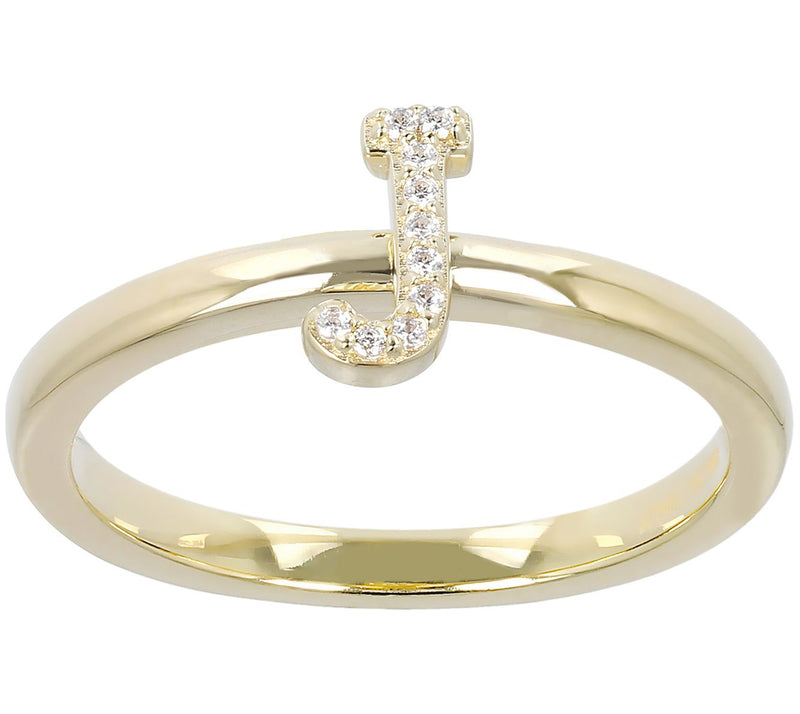 Diamonique Pave Initial Ring, 14K Gold Clad — View 21
