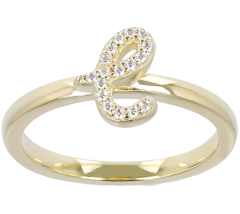 Diamonique Pave Initial Ring, 14K Gold Clad — View 25