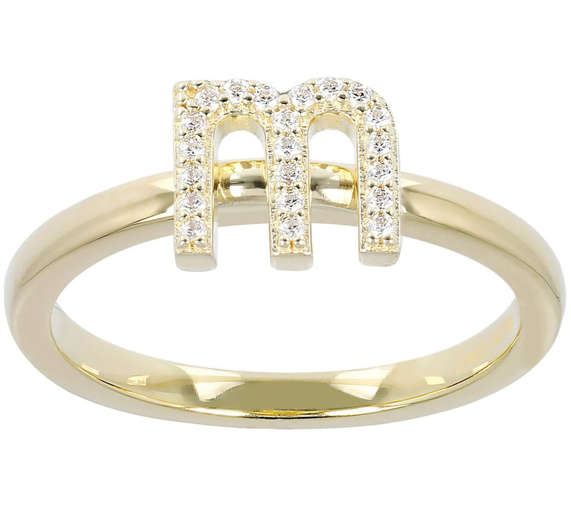 Diamonique Pave Initial Ring, 14K Gold Clad — View 27