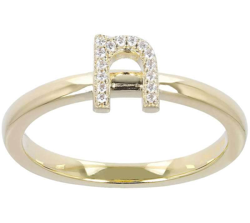 Diamonique Pave Initial Ring, 14K Gold Clad — View 29
