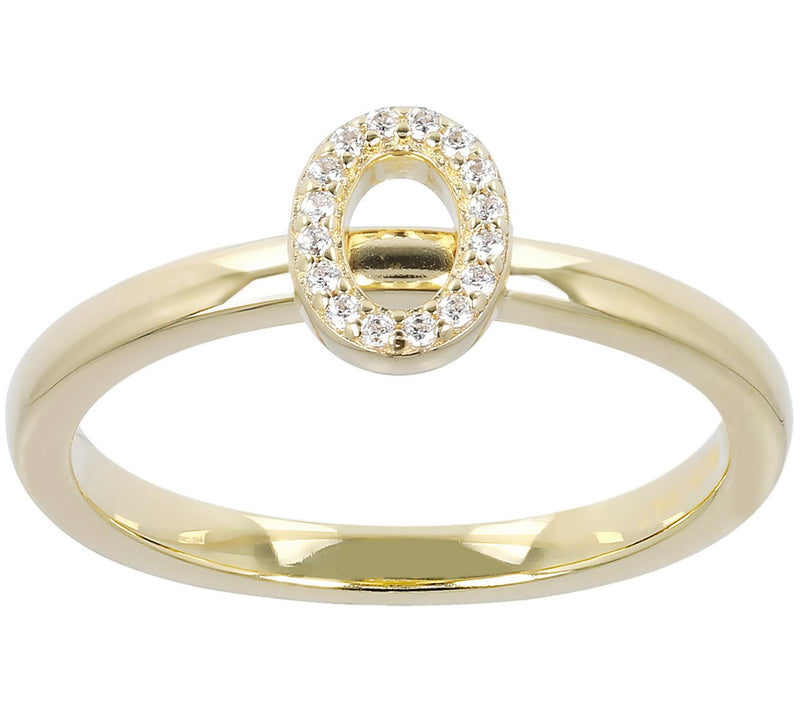 Diamonique Pave Initial Ring, 14K Gold Clad — View 31