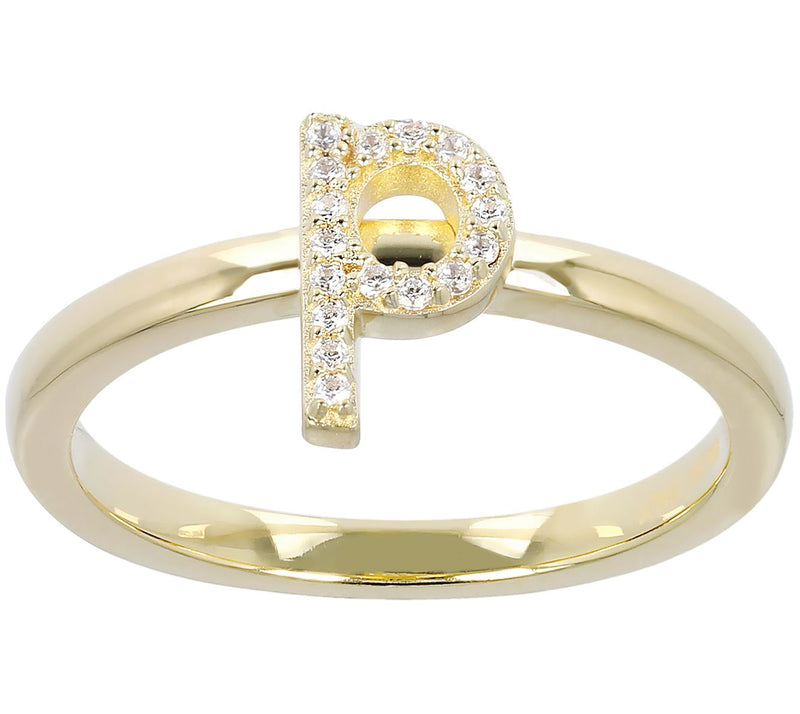 Diamonique Pave Initial Ring, 14K Gold Clad — View 33