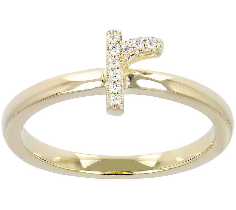 Diamonique Pave Initial Ring, 14K Gold Clad — View 37