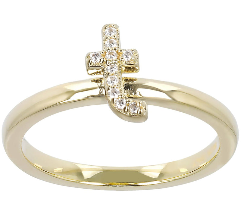 Diamonique Pave Initial Ring, 14K Gold Clad — View 41