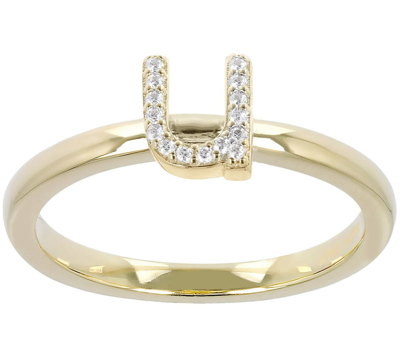 Diamonique Pave Initial Ring, 14K Gold Clad — View 43