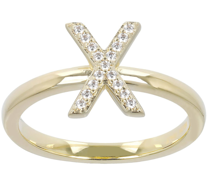 Diamonique Pave Initial Ring, 14K Gold Clad — View 49