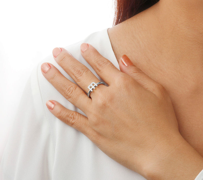 Diamonique Pave Initial Ring, 14K Gold Clad — View 56