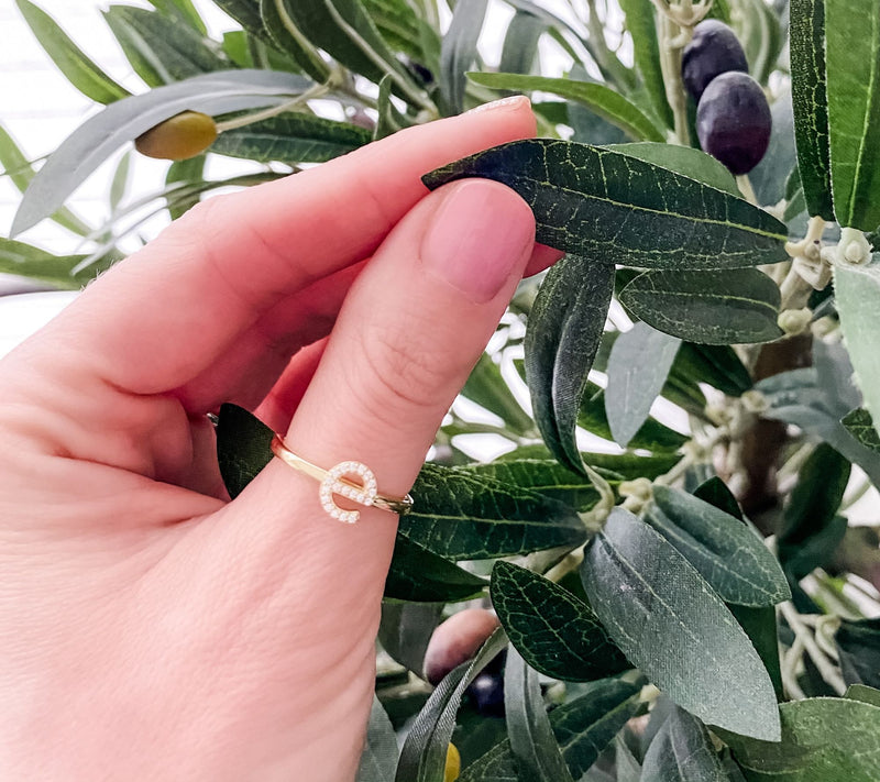 Diamonique Pave Initial Ring, 14K Gold Clad — View 57