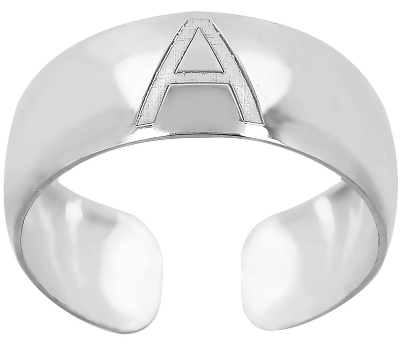 Italian Silver Adjustable Initial Toe Ring — View 3