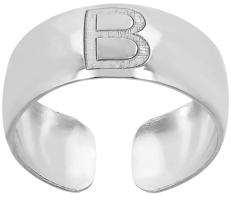 Italian Silver Adjustable Initial Toe Ring — View 5
