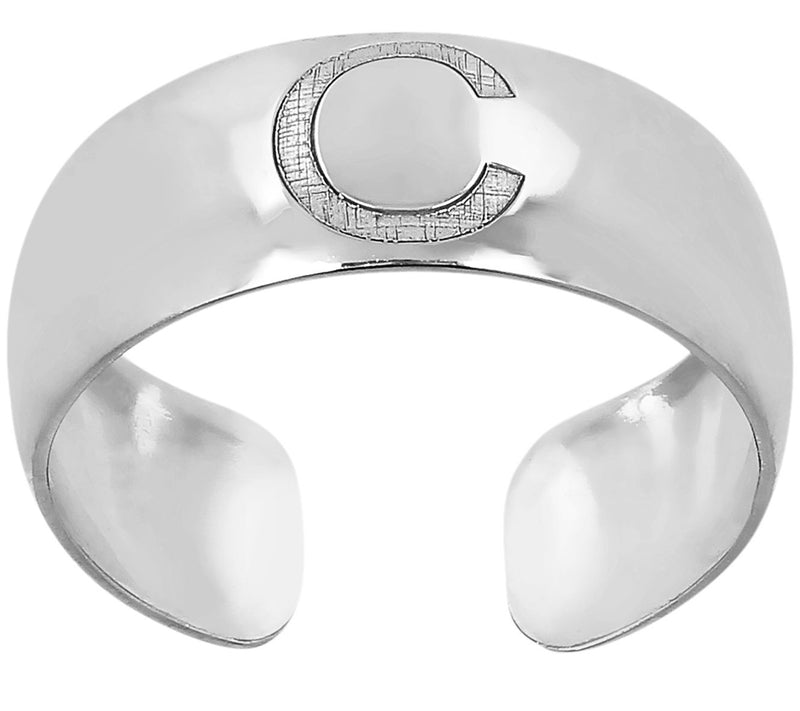 Italian Silver Adjustable Initial Toe Ring — View 7