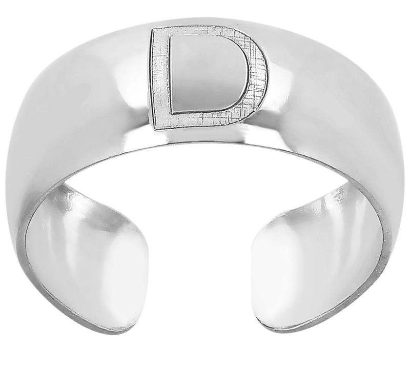 Italian Silver Adjustable Initial Toe Ring — View 9