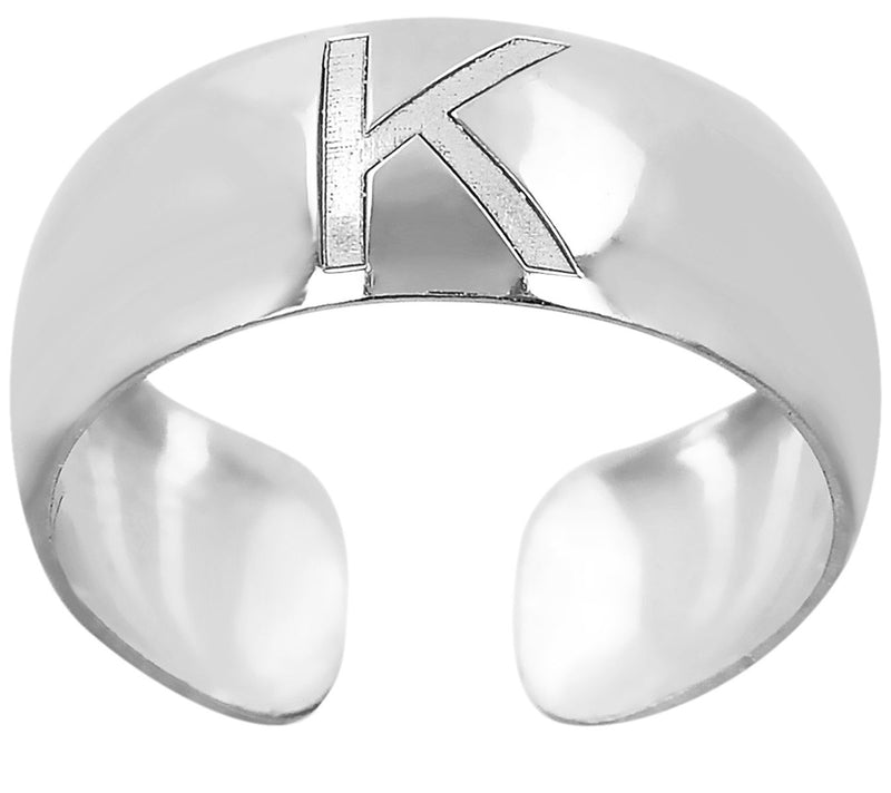 Italian Silver Adjustable Initial Toe Ring — View 23